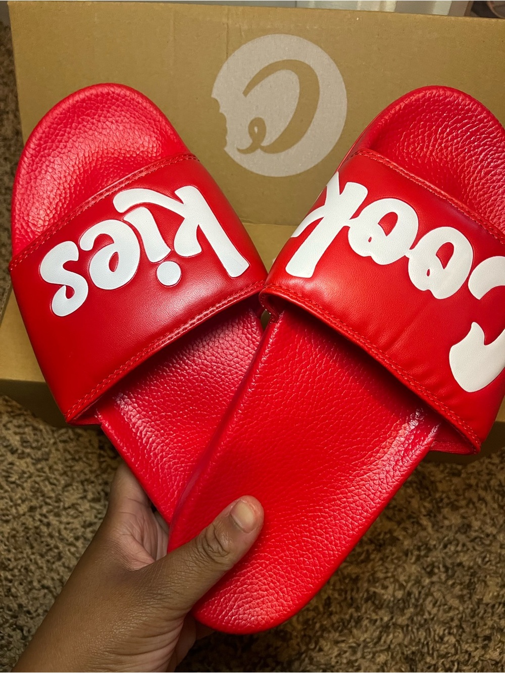Men Red “Cookies” Slides